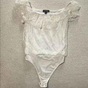 Express Ivory Sheer Bodysuit - XXS